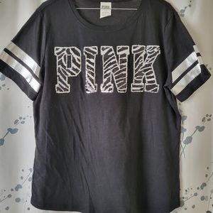 Pink black and silver tee shirt